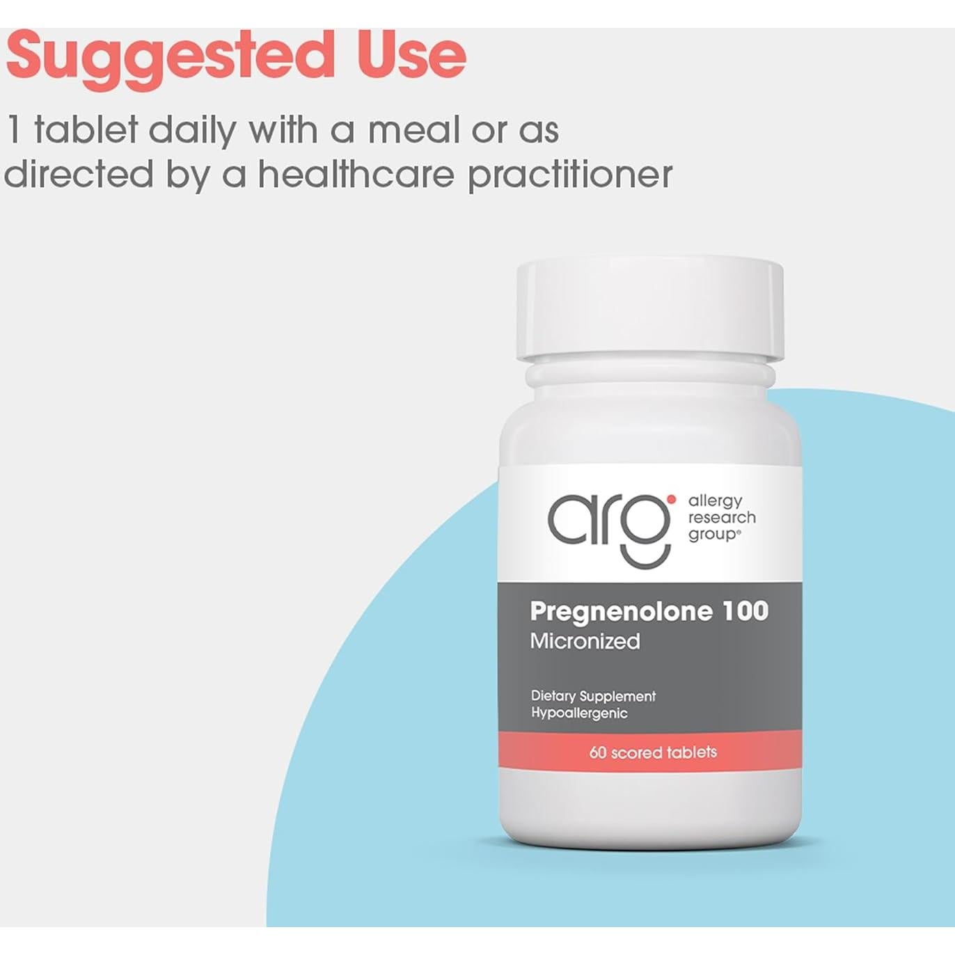 Suplemento de Progesterona Pregnenolona 100mg - Grupo de Investigación de Alergias - 60 Tabletas