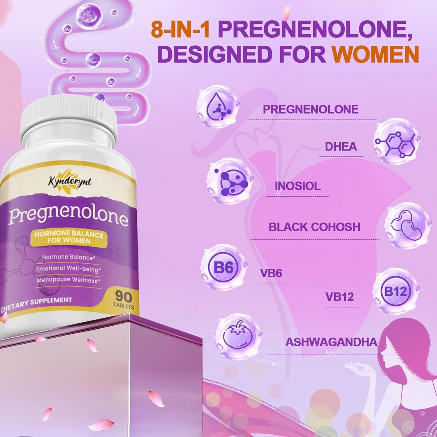 Suplemento de Pregnenolona Kynderynl 100mg/50mg 90 Tabletas