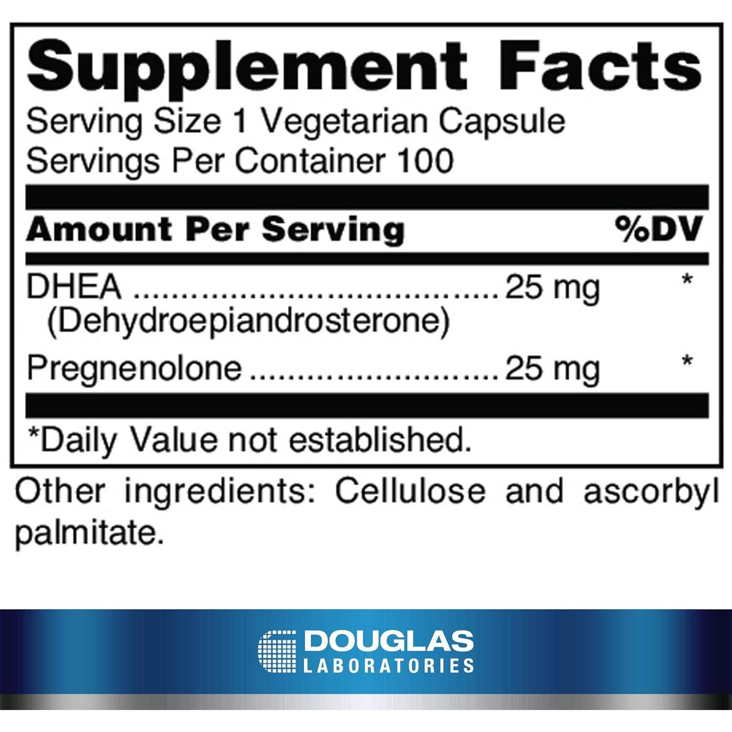 Suplemento DHEA Plus Douglas Laboratories 25 mg 100 Cápsulas