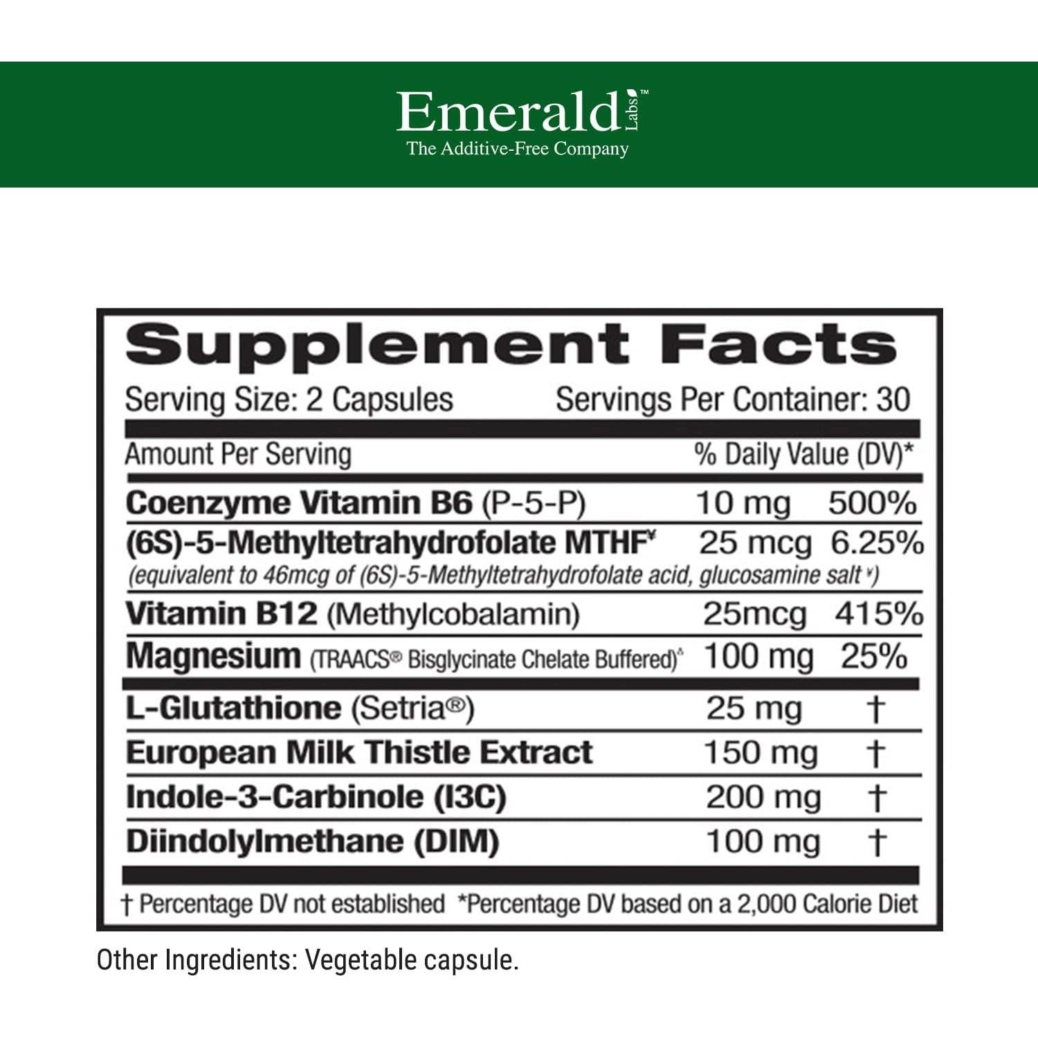 Suplemento Detoxificación Estrógenos Emerald Labs - 60 Cápsulas