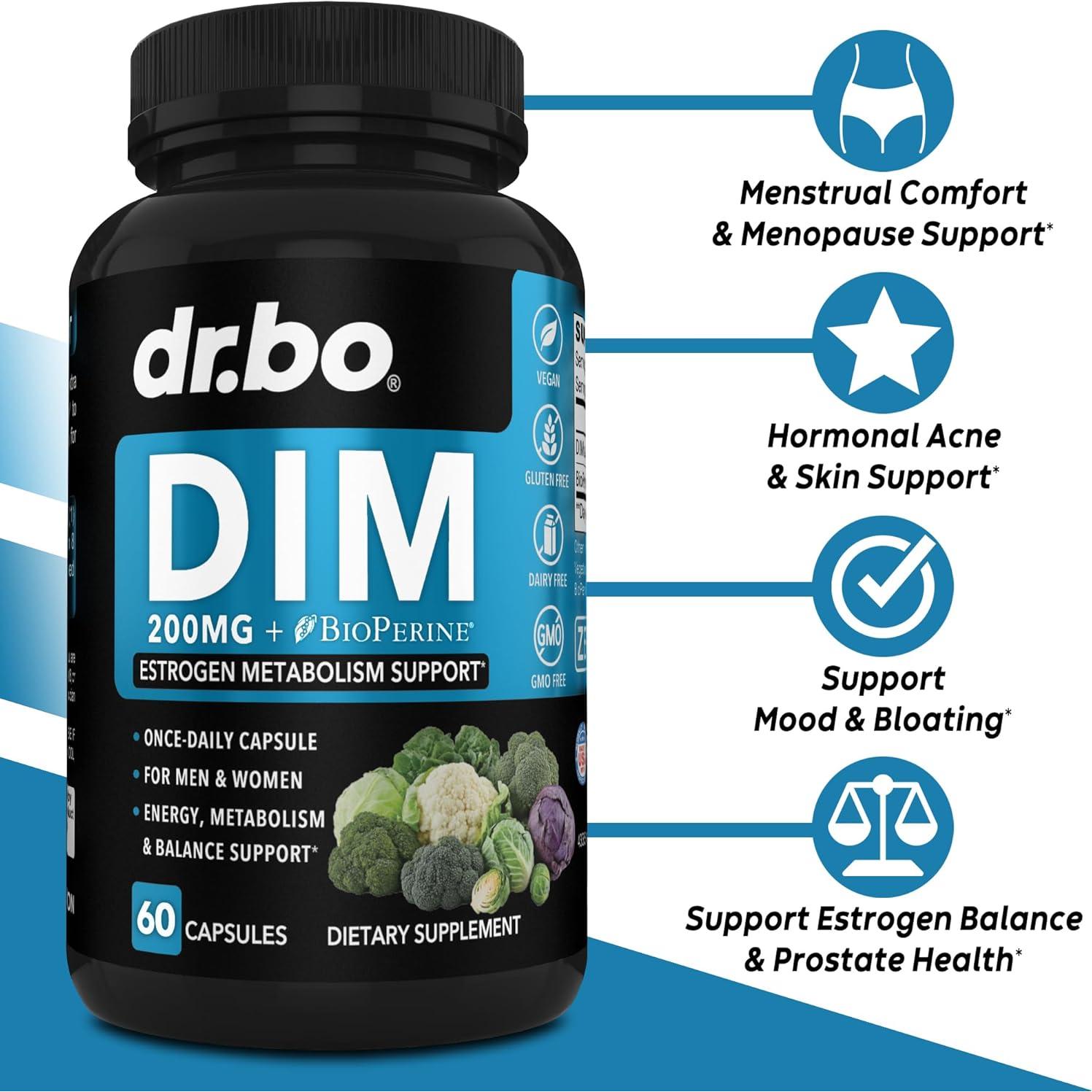 Suplemento DIM 200mg DR. BO - Equilibrio Hormonal y Acné - 60 Cápsulas