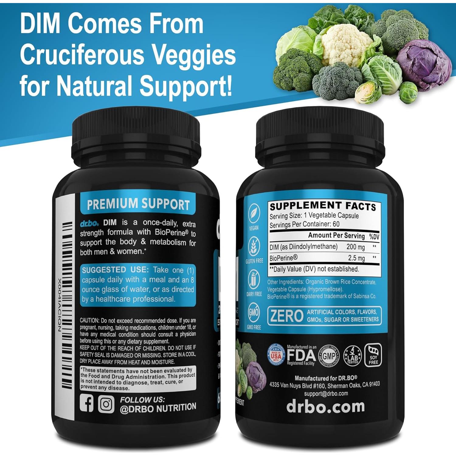 Suplemento DIM 200mg DR. BO - Equilibrio Hormonal y Acné - 60 Cápsulas