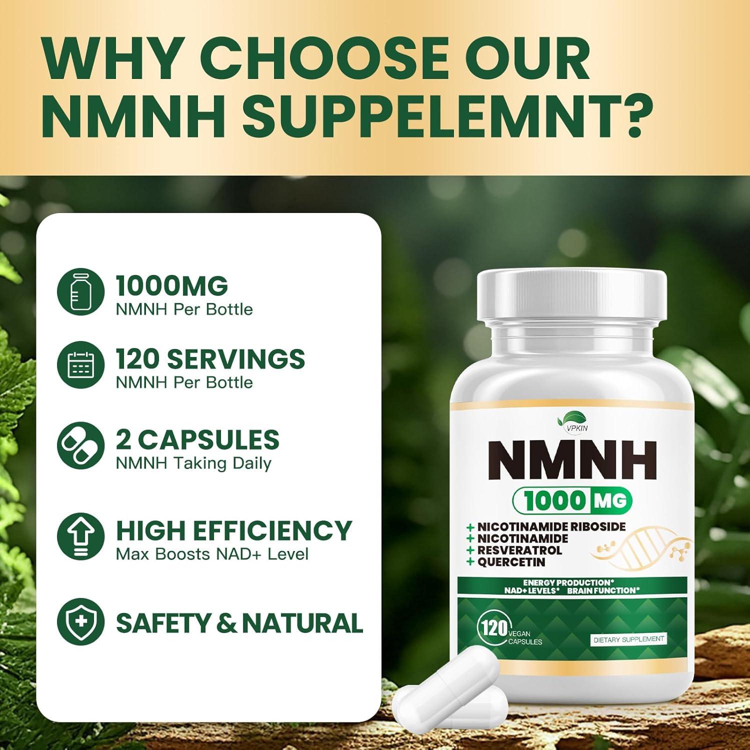 Suplemento NMNH 1000mg VPKIN - 120 Cápsulas Veganas