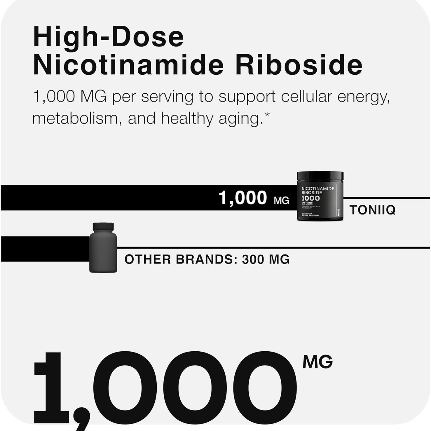 Suplemento Ribosido de Nicotinamida 1000 mg Toniiq - 60 Cápsulas Veganas