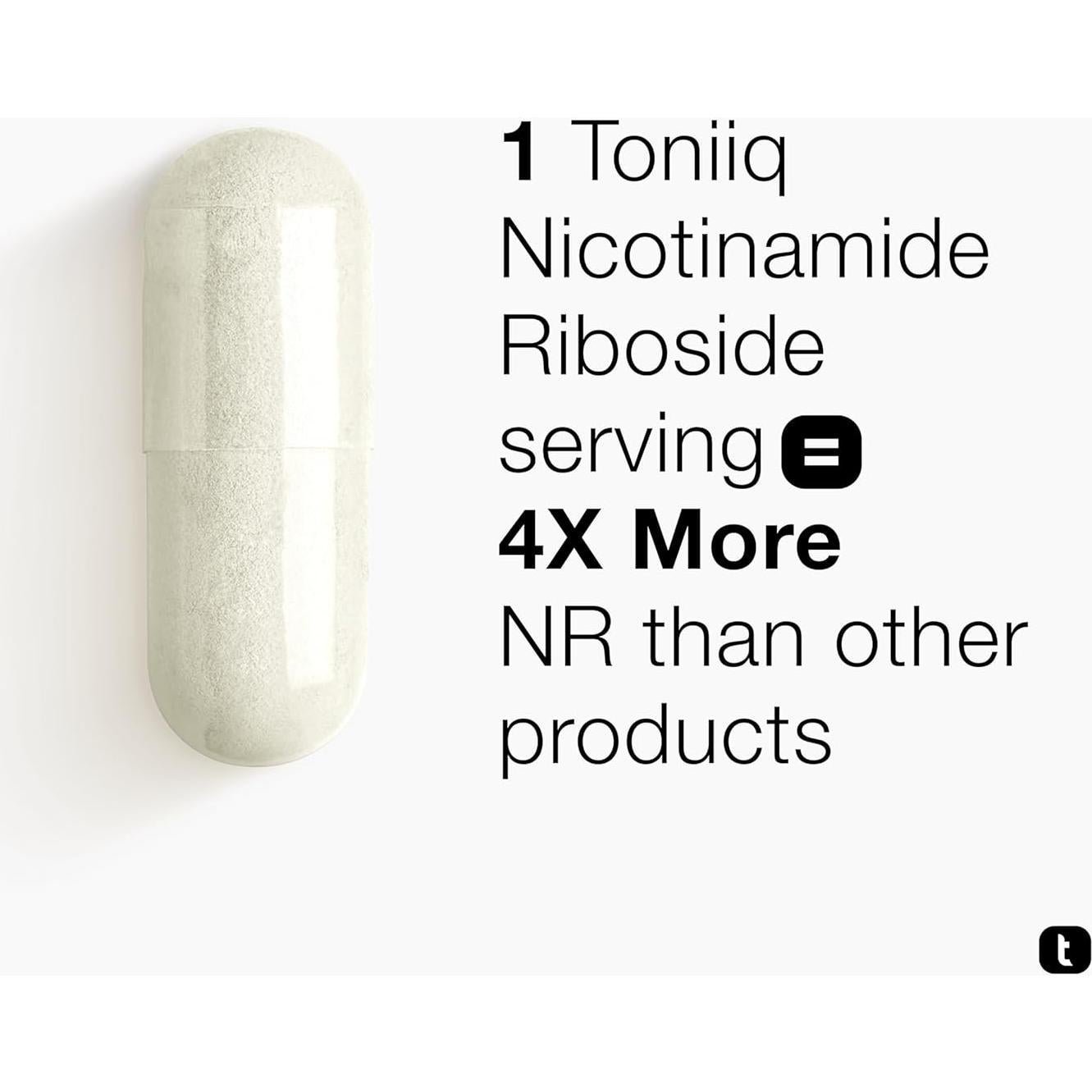 Suplemento Ribosido de Nicotinamida 1000 mg Toniiq - 60 Cápsulas Veganas