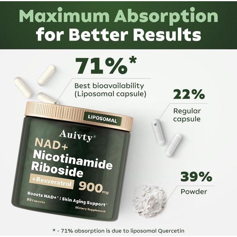 Suplemento Liposomal NAD+ Ribósido de Nicotinamida 900mg 90 Cápsulas