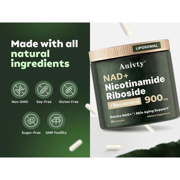 Suplemento Liposomal NAD+ Ribósido de Nicotinamida 900mg 90 Cápsulas