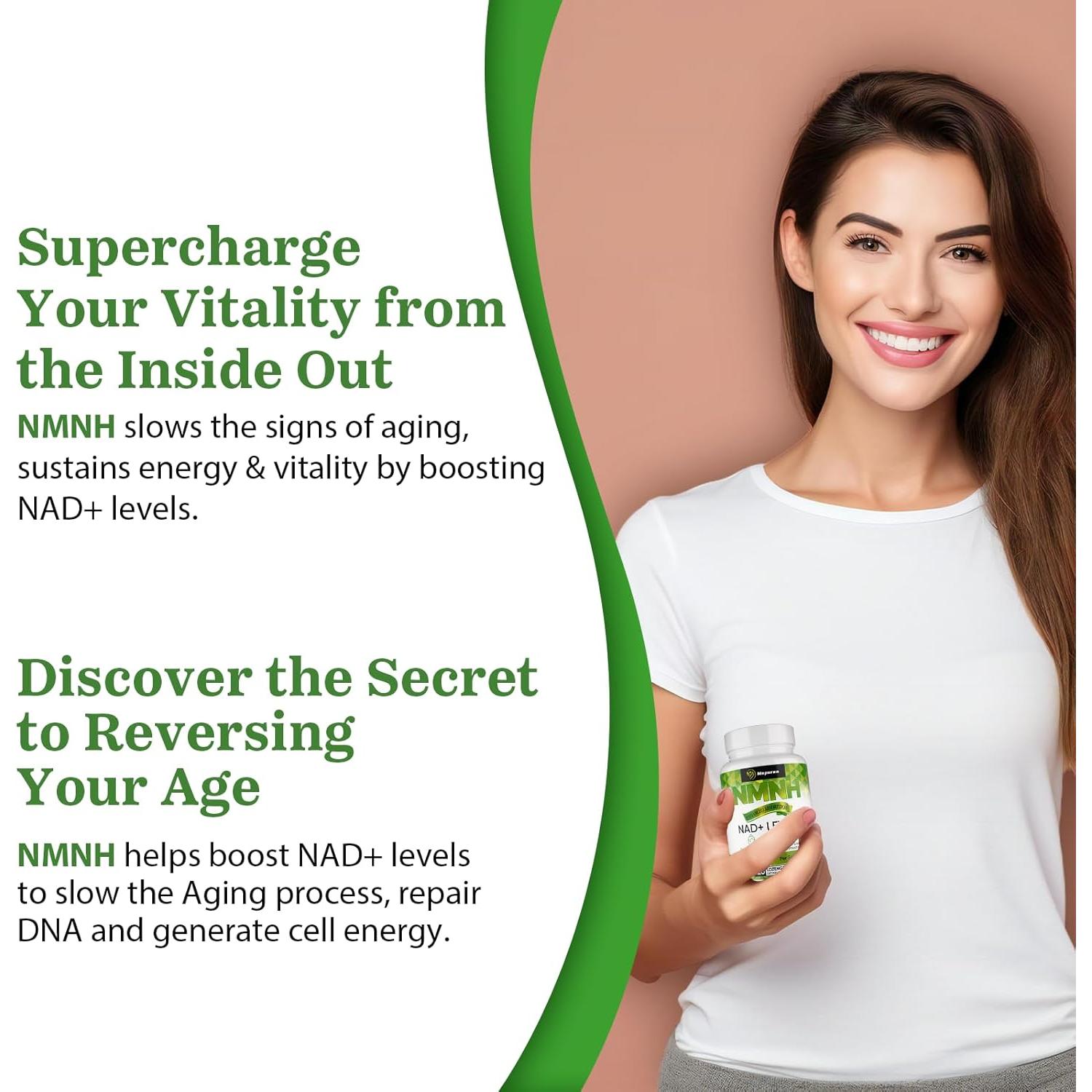 Suplemento NMNH 500mg - Aumenta NAD+ - 120 Cápsulas