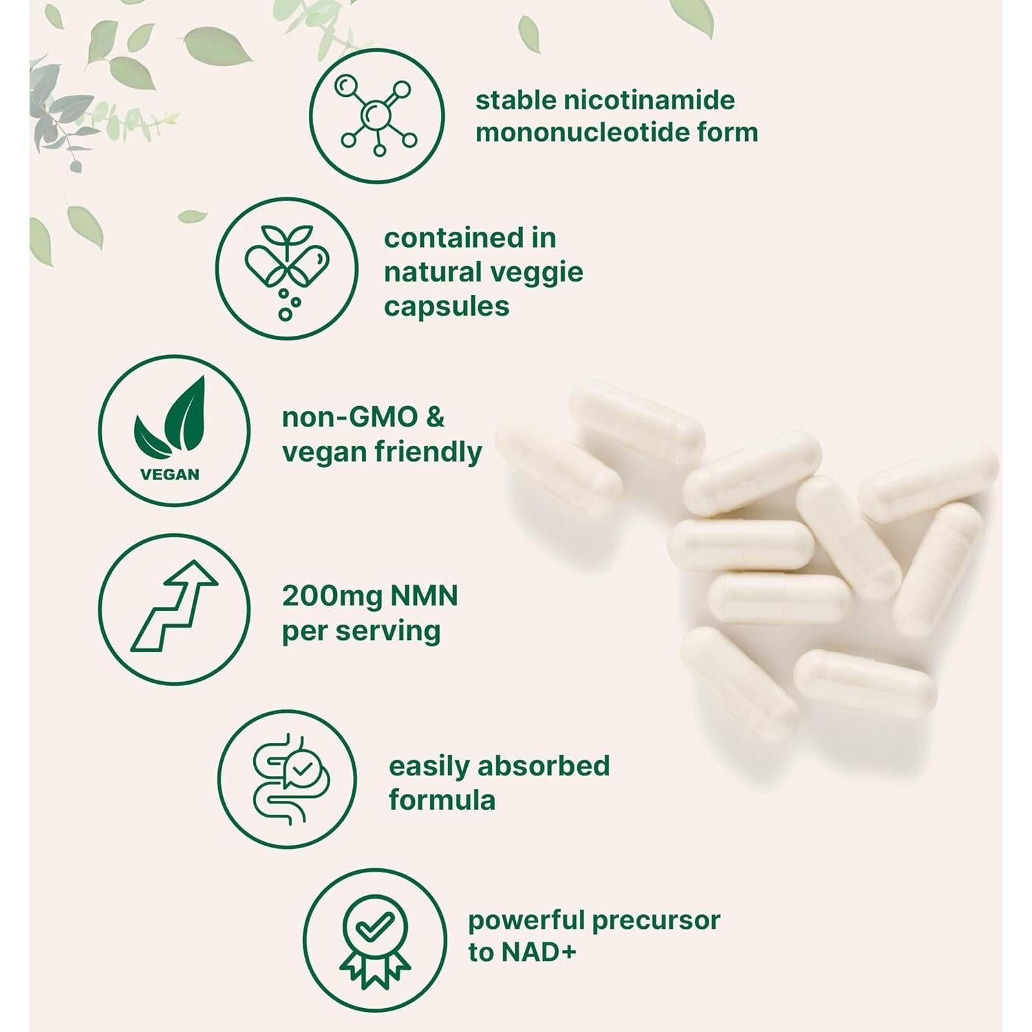 Suplemento NMN 200mg Micro Ingredients - 120 Cápsulas Veganas