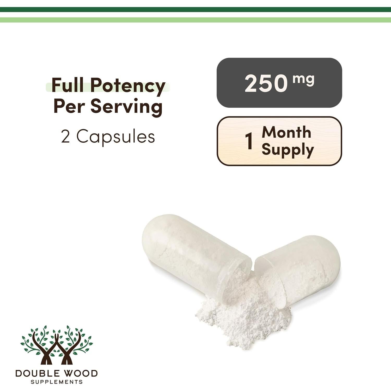 Suplemento NMN Double Wood 250mg - 60 Cápsulas Sin Gluten