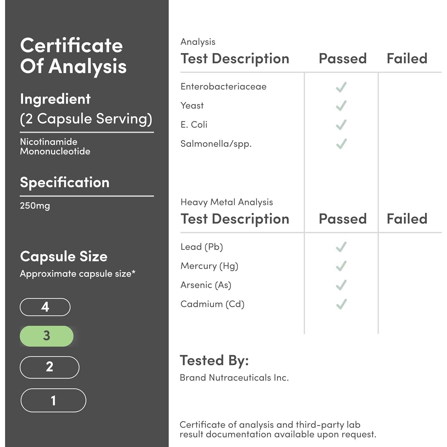 Suplemento NMN Double Wood 250mg - 60 Cápsulas Sin Gluten
