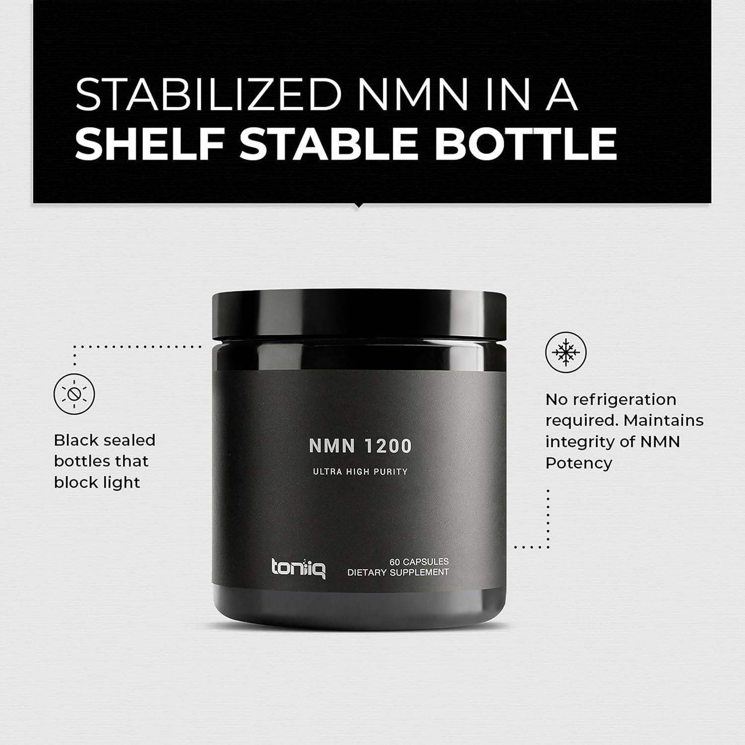 Suplemento NMN Toniiq 1200mg - 60 Cápsulas Purificadas