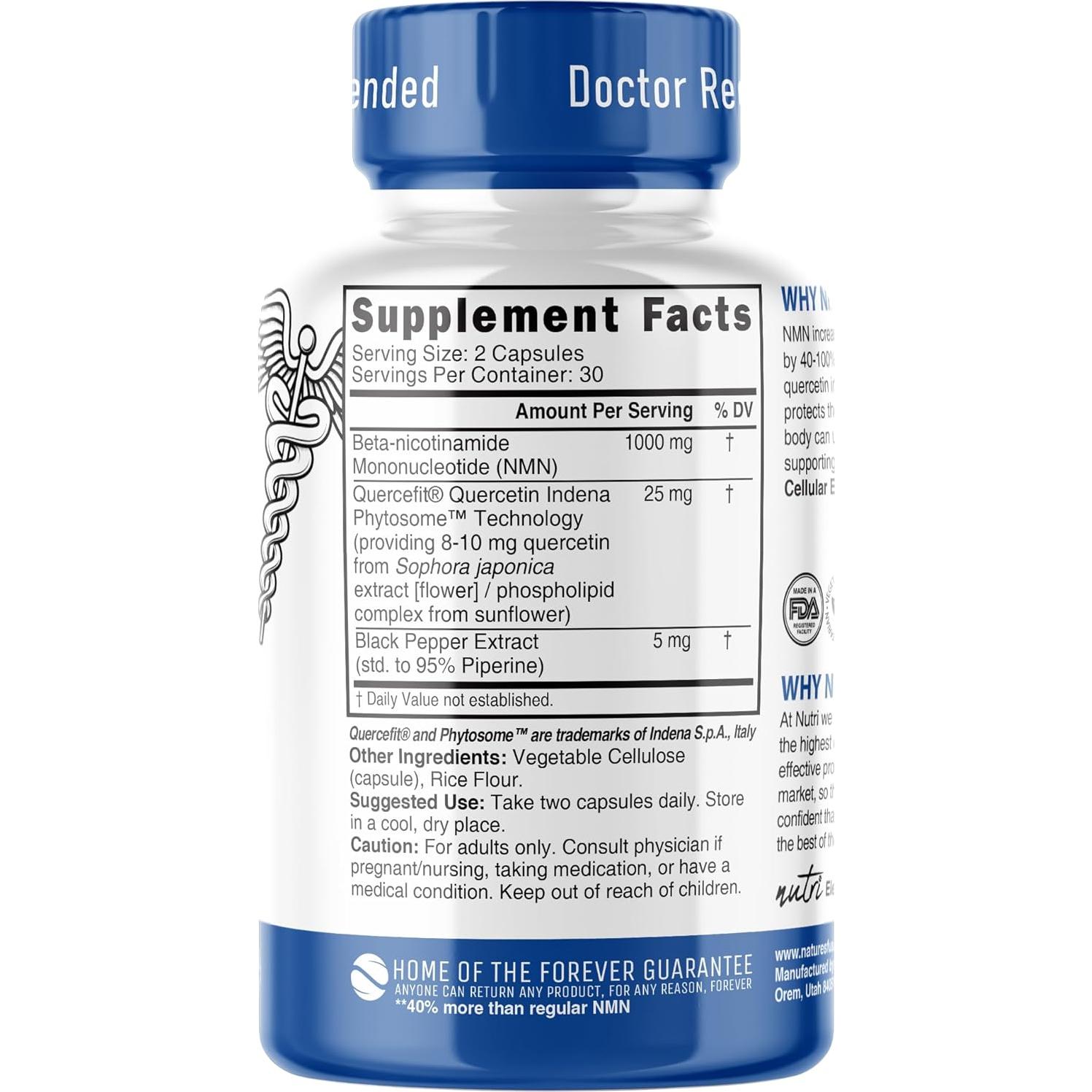 Suplemento NMN 1000mg Nature's Fusions - 60 Cápsulas