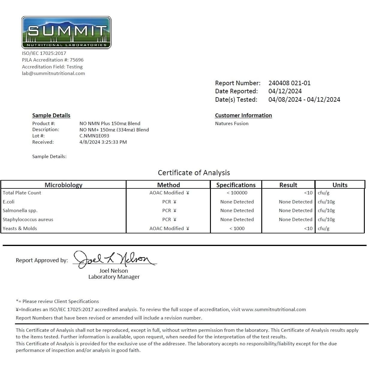 Suplemento NMN 1000mg Nature's Fusions - 60 Cápsulas
