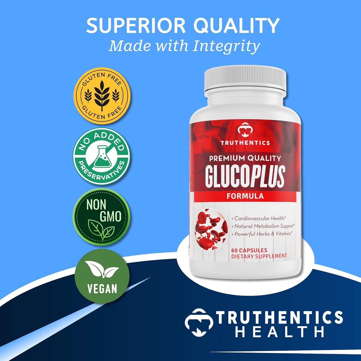 Suplemento GlucoPlus Truthentics - 60 Cápsulas con 20 Hierbas