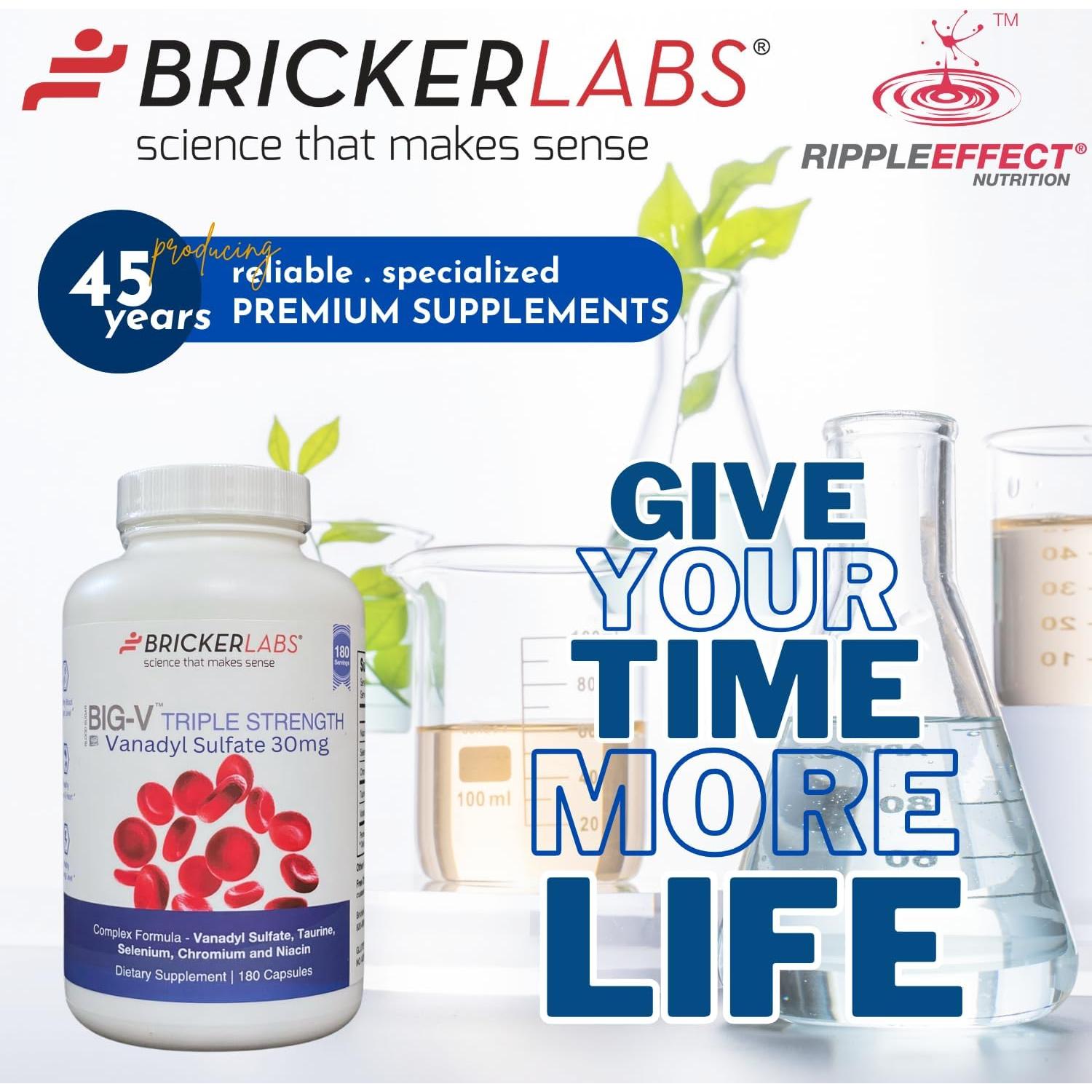 Suplemento Mineral Bricker Labs Vanadio 30 mg Taurina 600 mg 180 Cápsulas