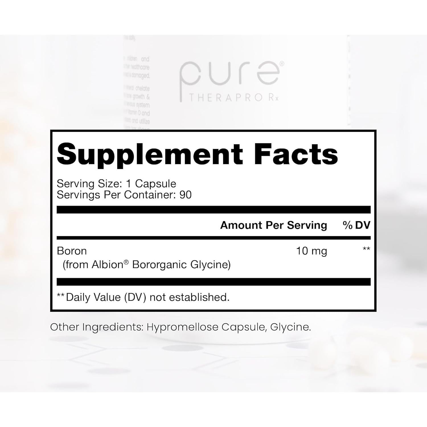 Suplemento de Boro Orgánico Pure TheraPro Rx 10mg - 90 Cápsulas