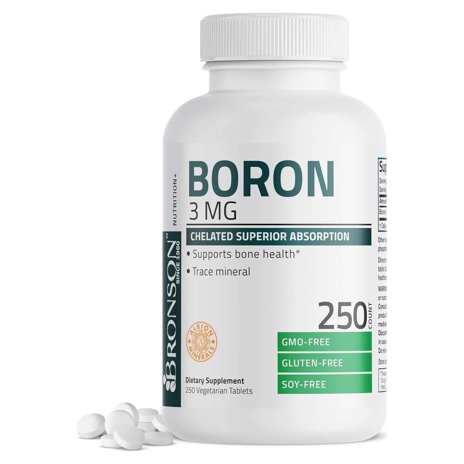 Boro 3 MG Bronson Quelado Vegetariano 250 Tabletas