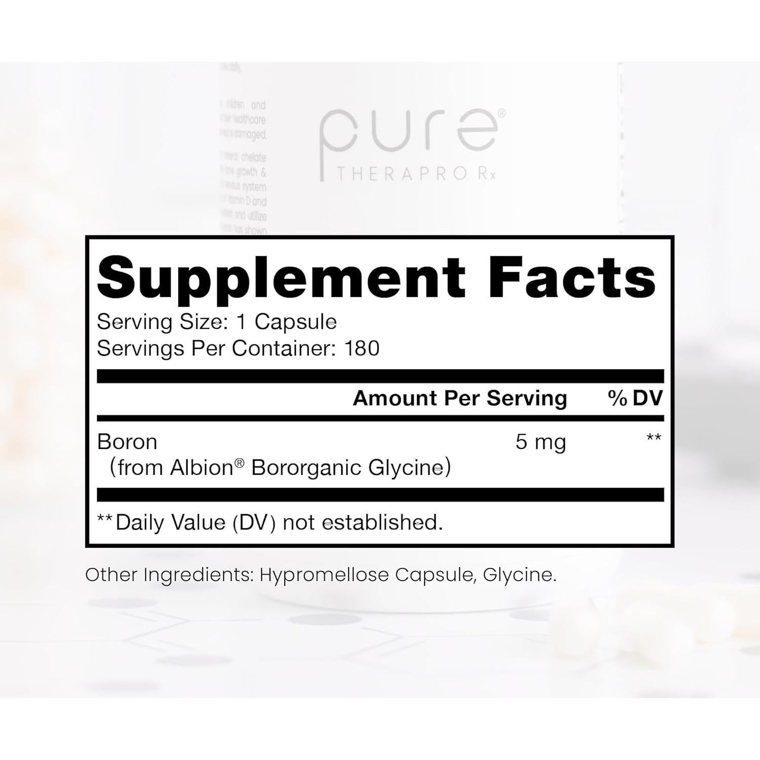 Suplemento de Boro Pure TheraPro Rx 5mg 180 Cápsulas Veganas