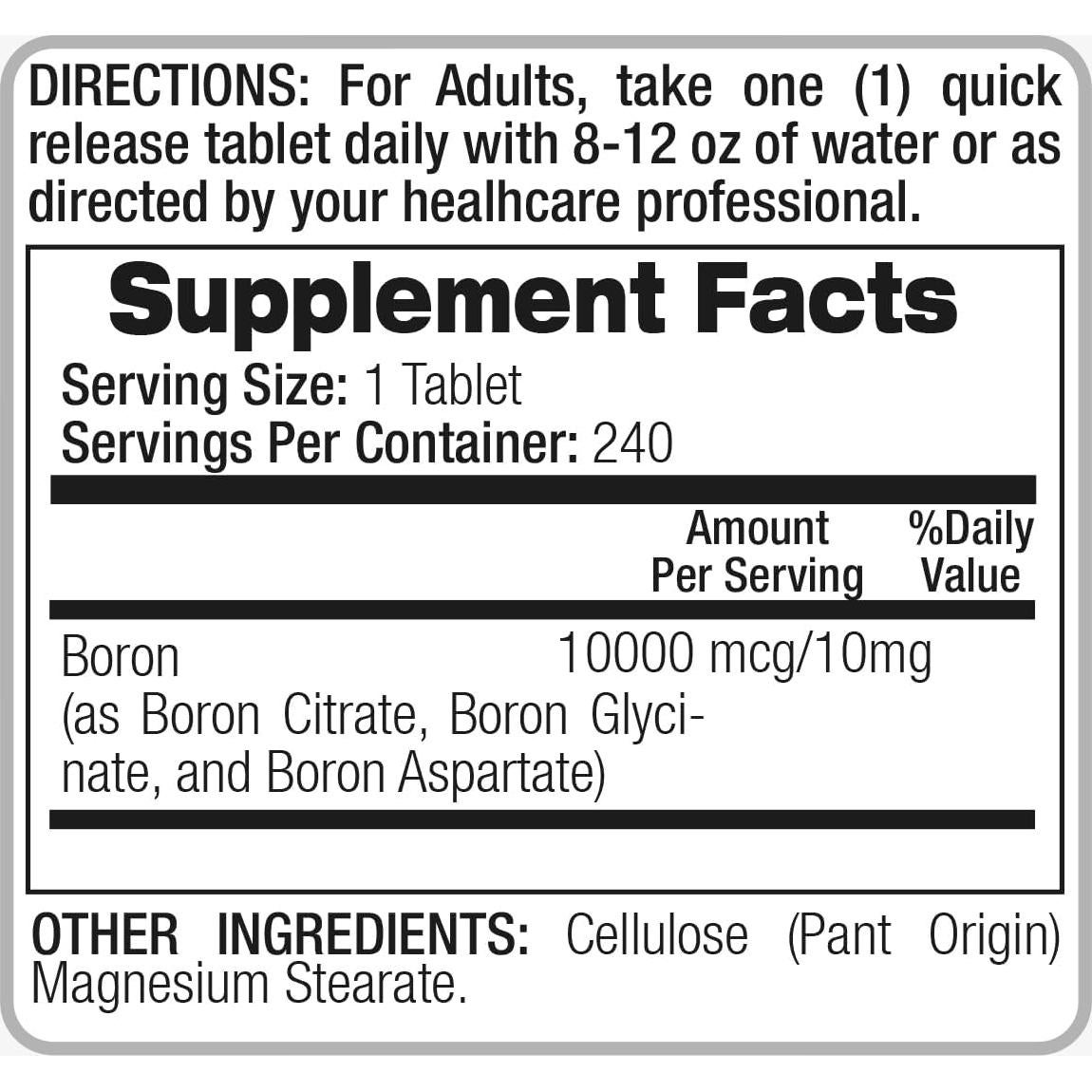 Suplemento de Boro Fito Medic 10 mg 240 Tabletas Ultra Absorción