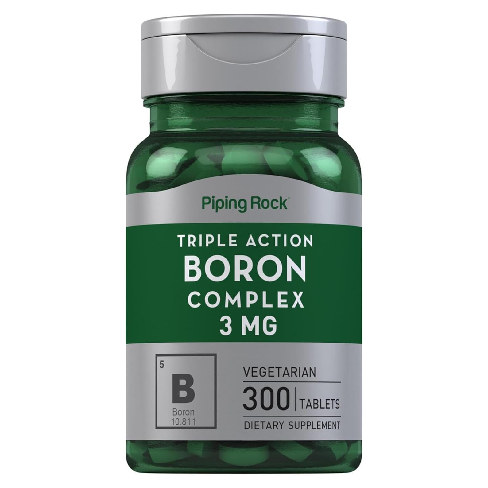 Suplemento de Boro Piping Rock 3mg - 300 Tabletas Vegetarianas