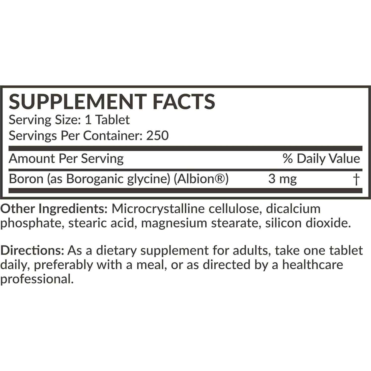 Suplemento de Boro 3mg Futurebiotics Vegetariano 250 Tabletas