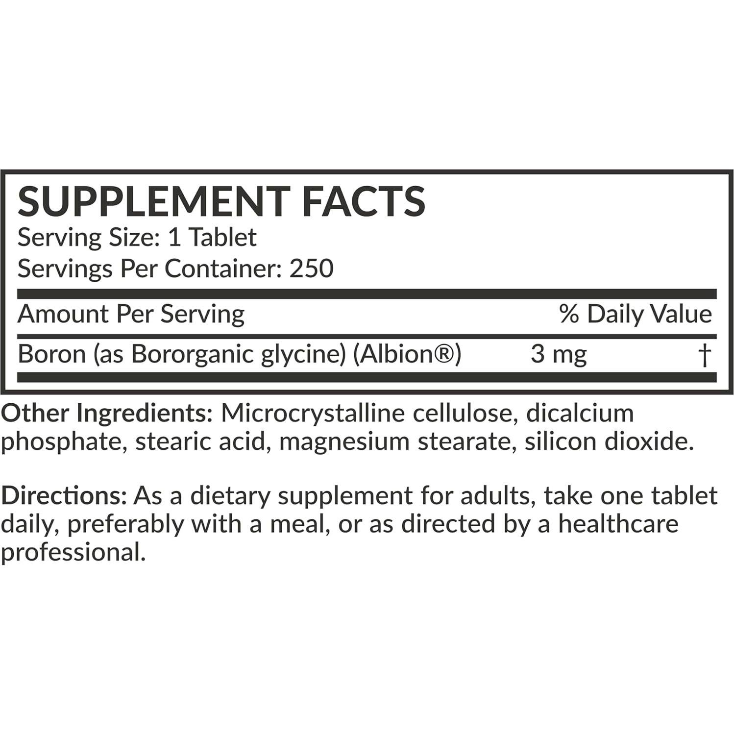 Suplemento de Boro 3mg Futurebiotics Vegetariano 250 Tabletas