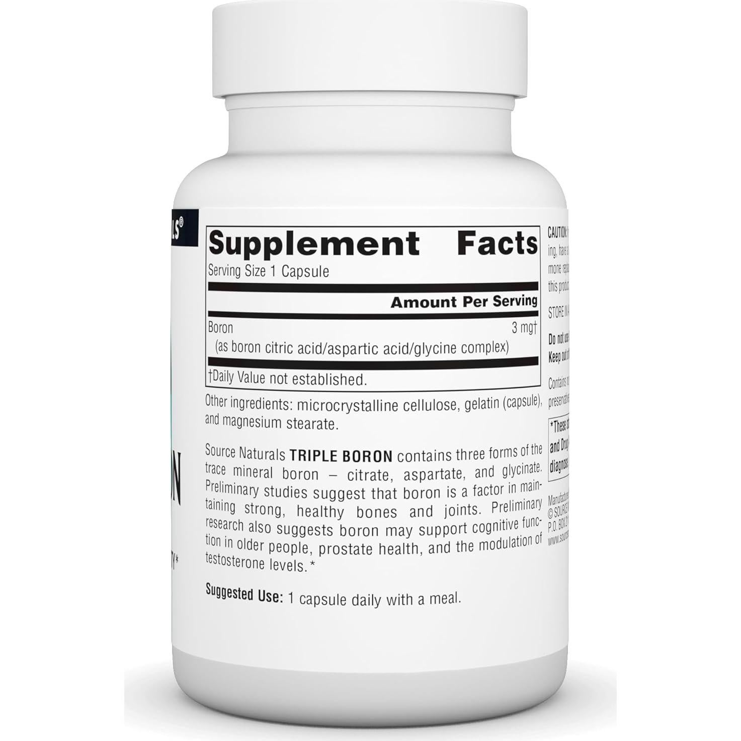 Suplemento de Boro Source Naturals 100 Cápsulas 3mg