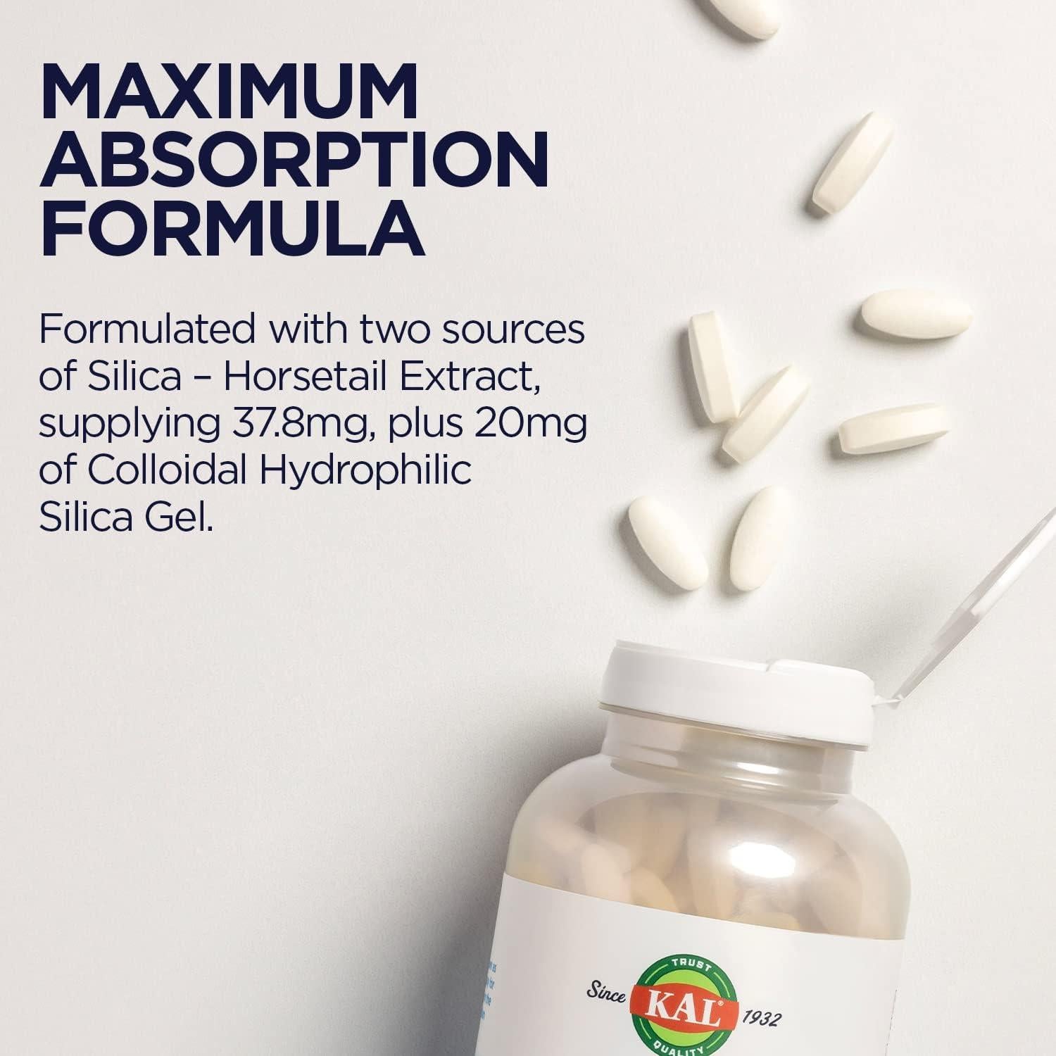 Suplemento KAL Silica Plus 90 Tabletas - Salud Cabello Piel Uñas