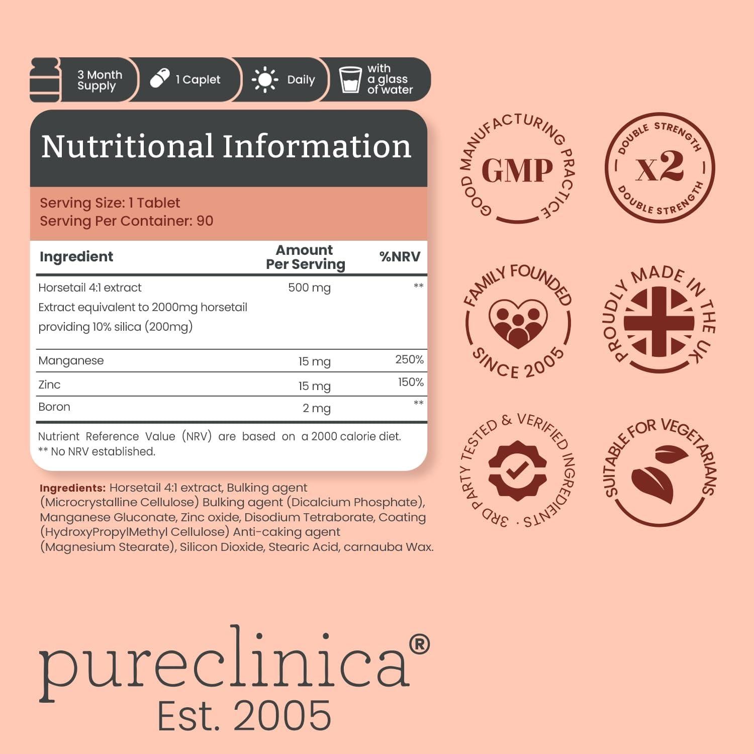 Complejo de Sílice Doble Fuerza Pureclinica 90 Tabletas 2000mg