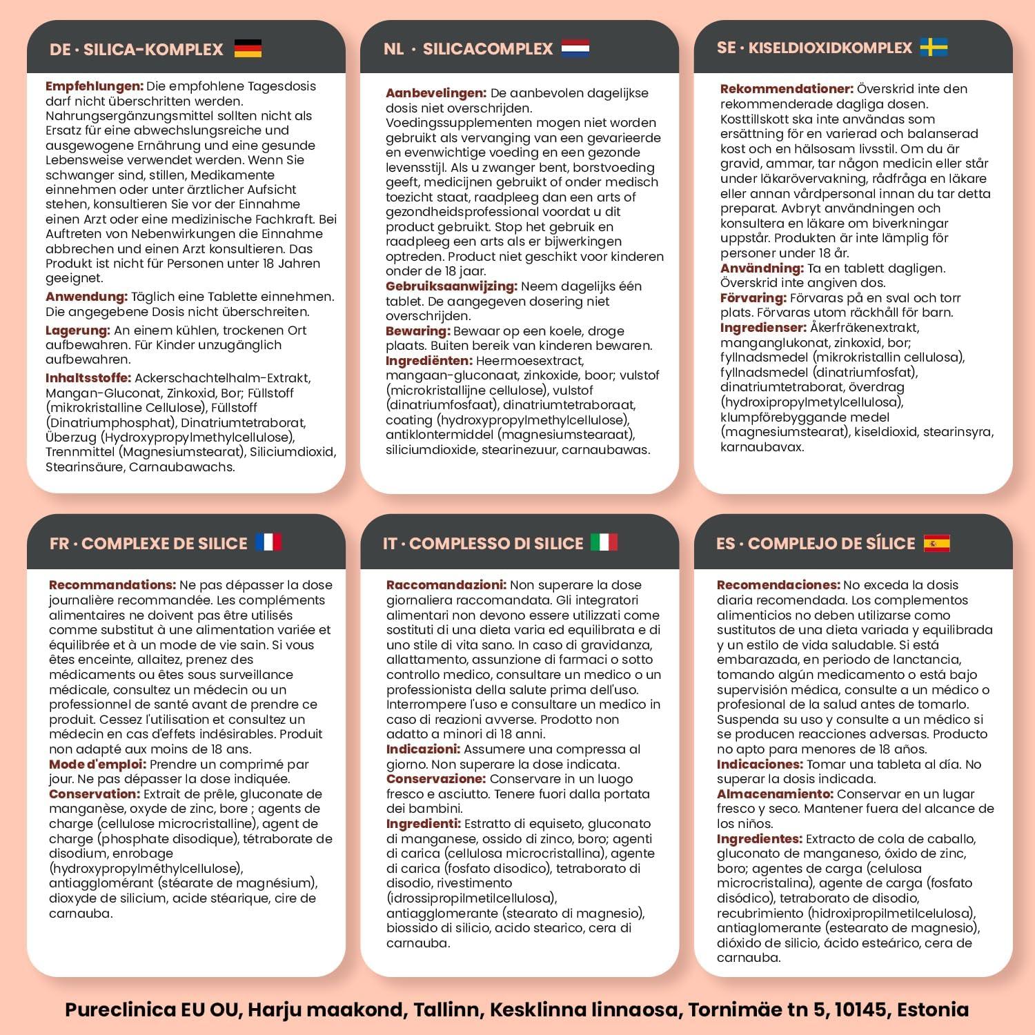 Complejo de Sílice Doble Fuerza Pureclinica 90 Tabletas 2000mg