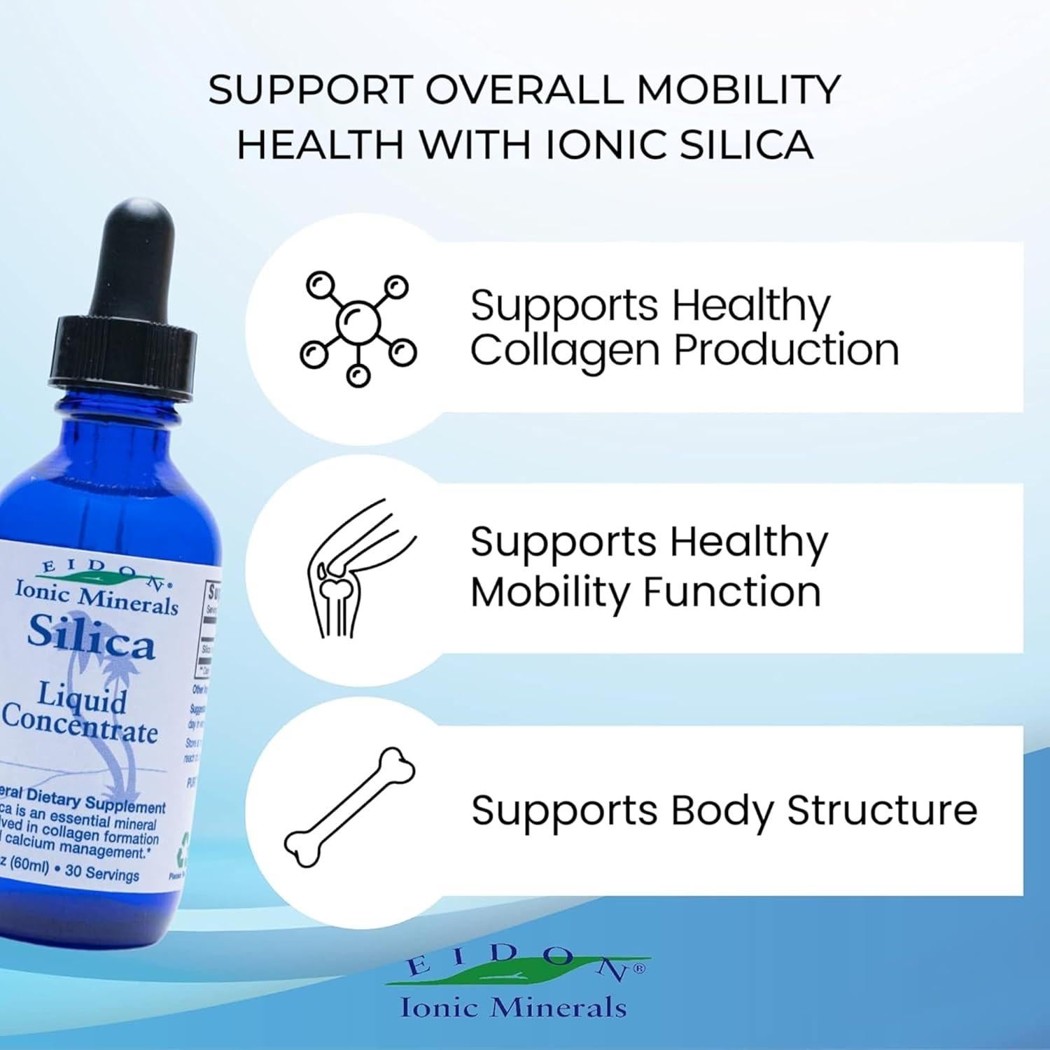 Suplemento Líquido de Sílice Eidon - 59 ml, Apoya Colágeno