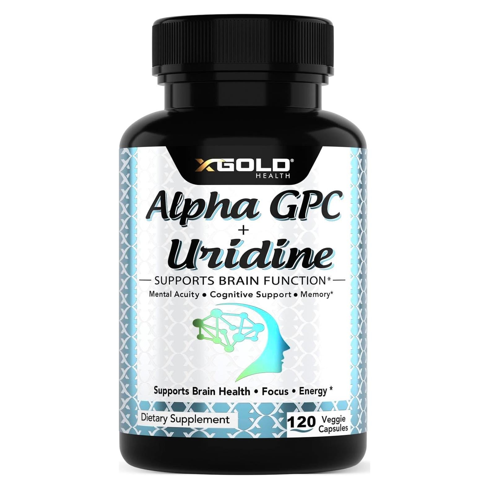 Alpha GPC + Uridina 900mg - Nootrópico para Enfoque y Memoria - 120 Cápsulas Vegetarianas