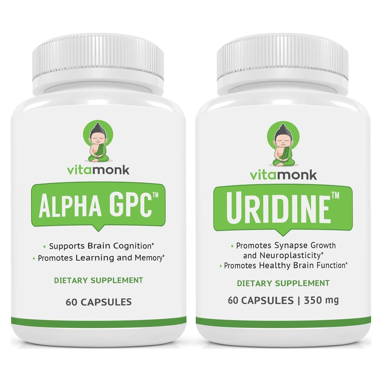 Suplemento Cognitivo VitaMonk Alpha GPC 325mg y Uridina
