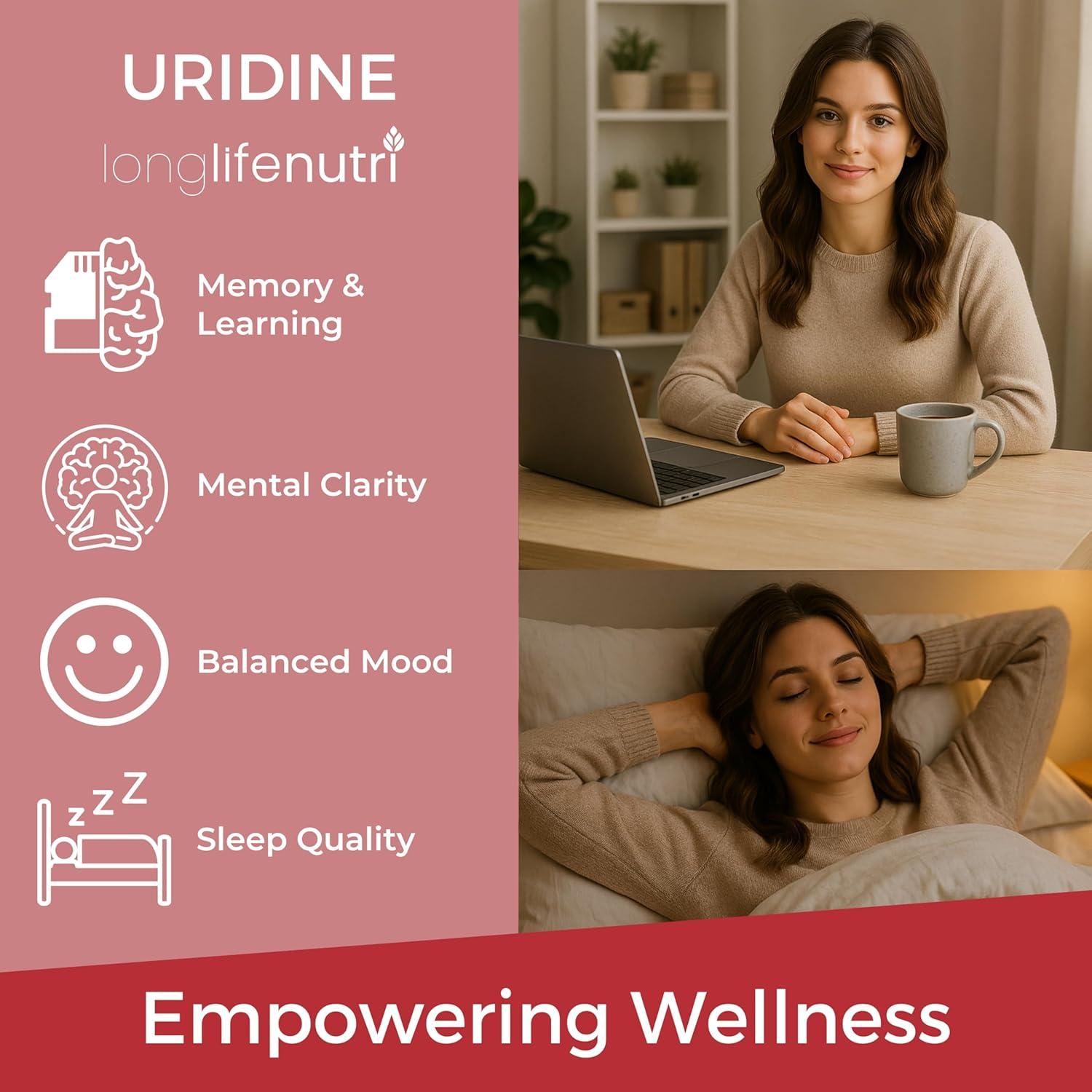 LongLifeNutri Uridina Monofosfato 300mg - 120 Cápsulas Veganas