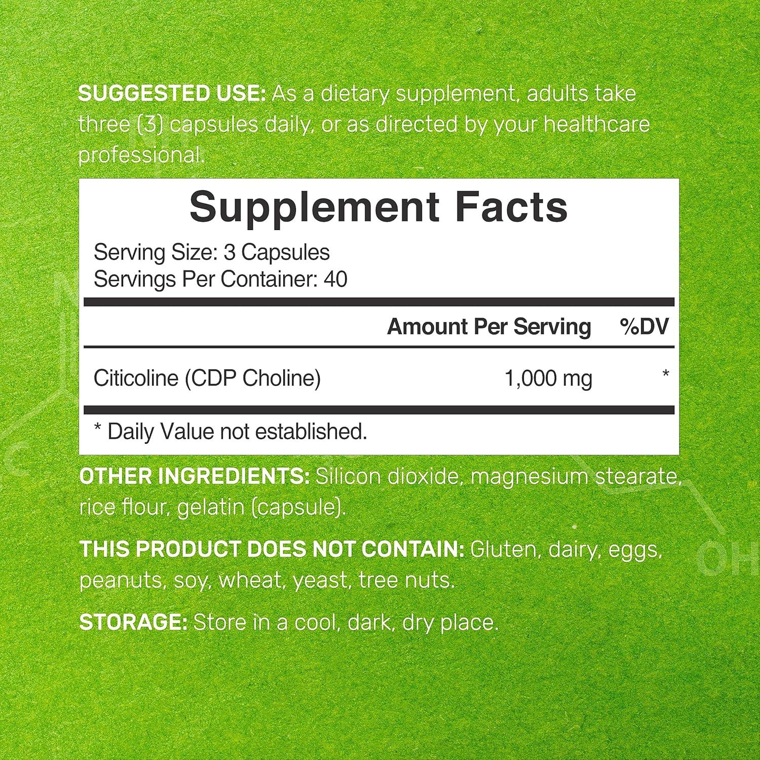 Citicolina 1000mg Deal Supplement - 120 Cápsulas Salud Cerebral