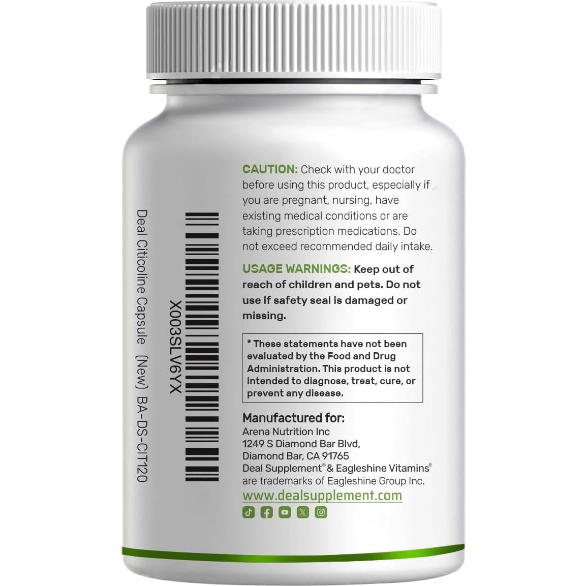 Citicolina 1000mg Deal Supplement - 120 Cápsulas Salud Cerebral