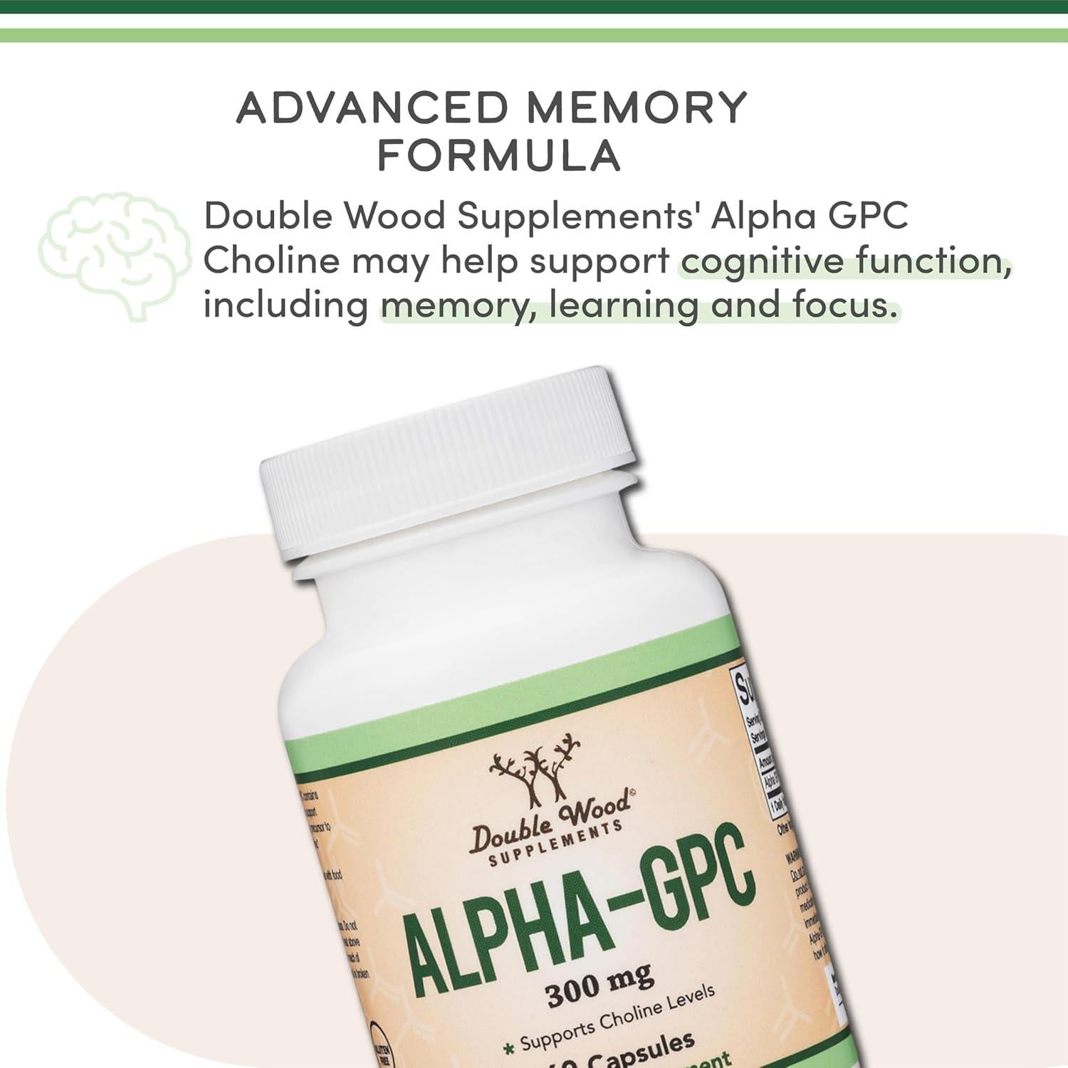 Suplemento Alpha GPC Colina 600mg 60 Cápsulas Double Wood