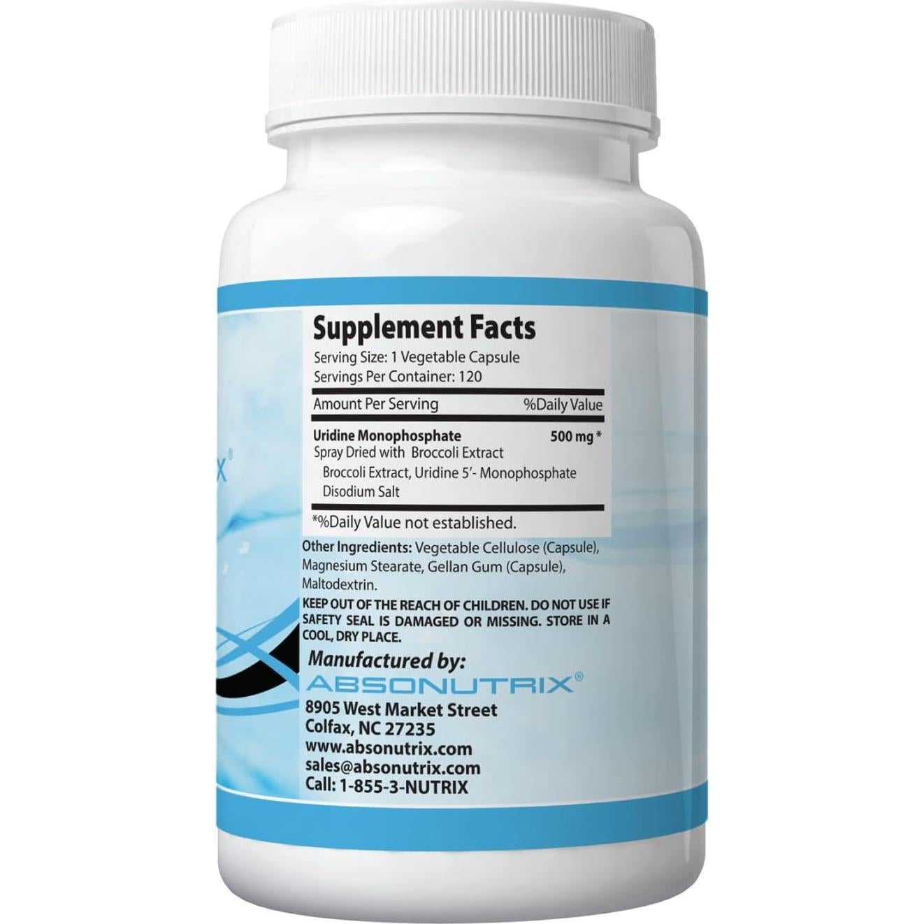Suplemento de Uridina Monofosfato Absonutrix 500mg 120 Cápsulas