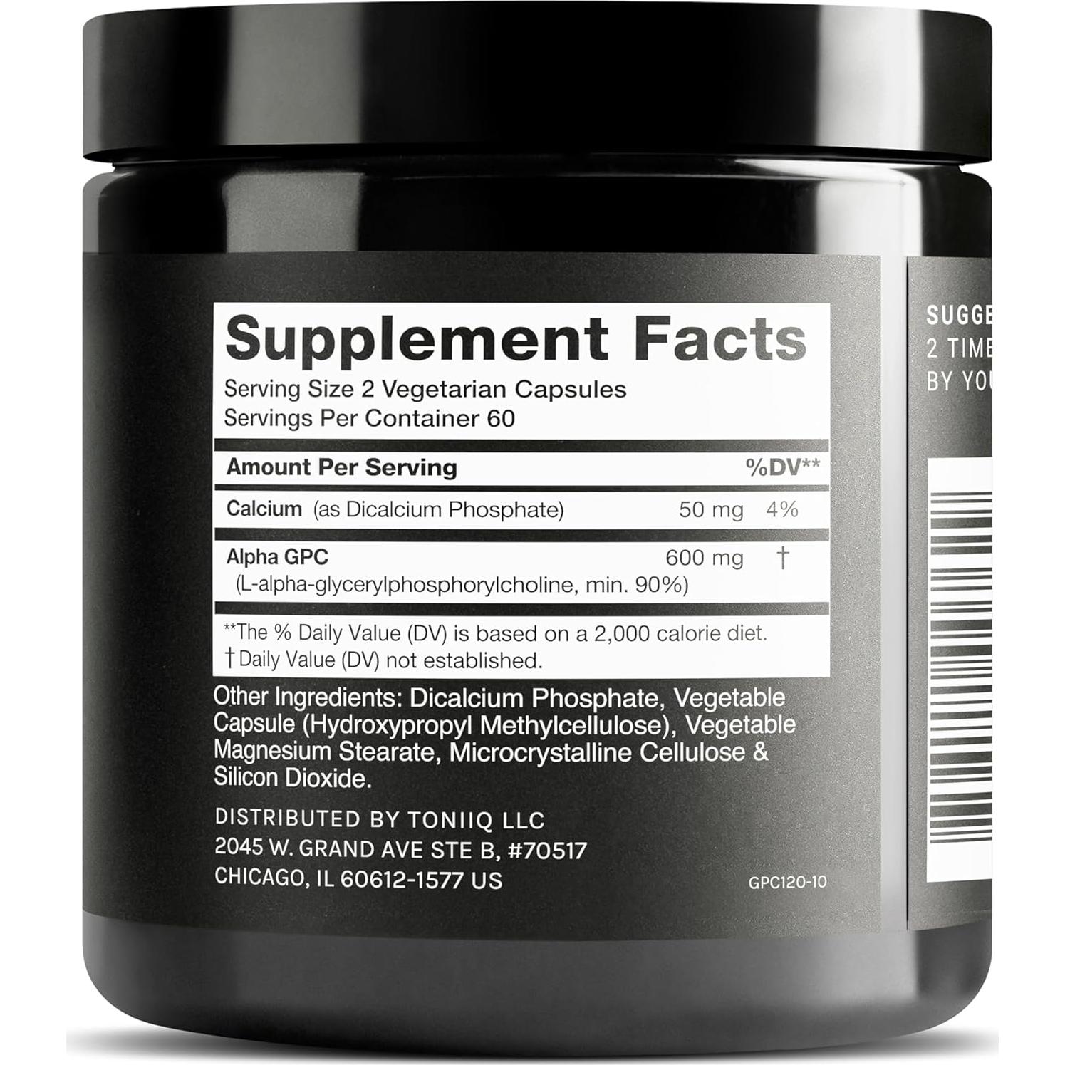 Cápsulas de Alpha GPC Toniiq 600mg - 120 Unidades - Nootrópico