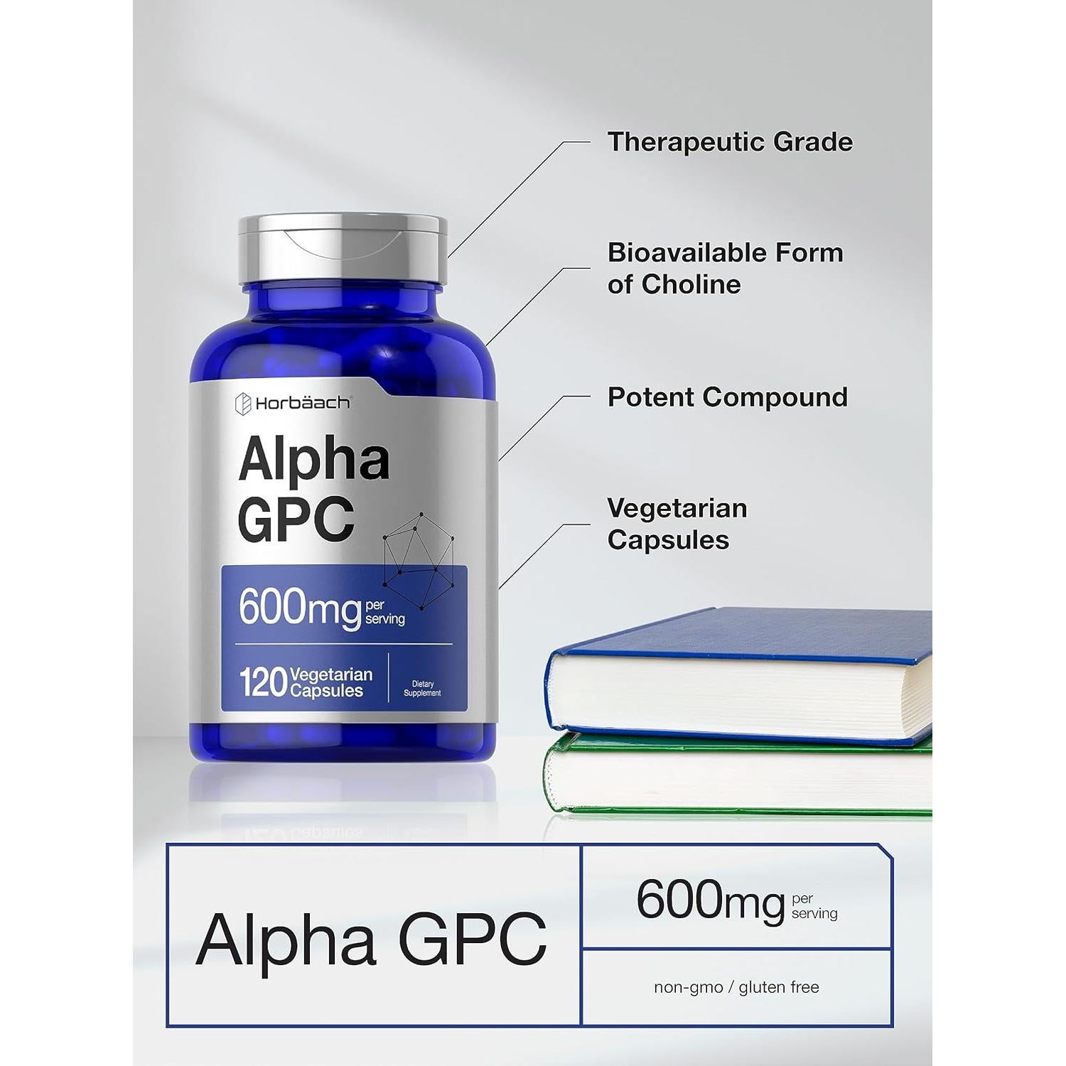 Alpha GPC 600mg Horbaach | 120 Cápsulas Vegetarianas | Suplemento Cognitivo