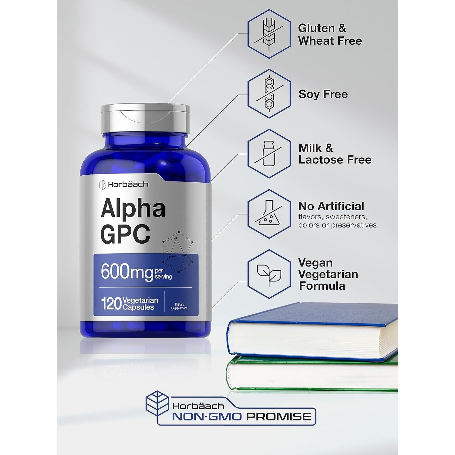 Alpha GPC 600mg Horbaach | 120 Cápsulas Vegetarianas | Suplemento Cognitivo