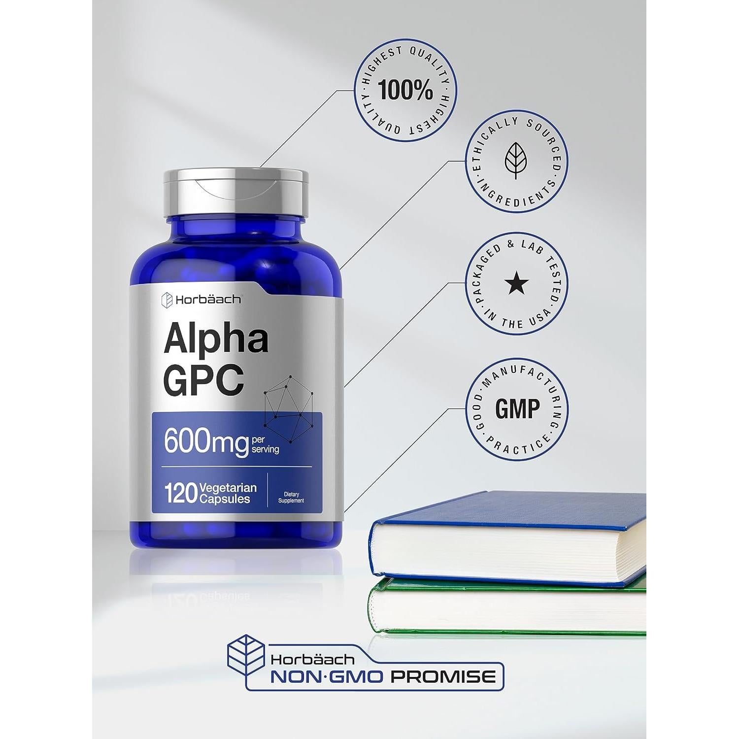 Alpha GPC 600mg Horbaach | 120 Cápsulas Vegetarianas | Suplemento Cognitivo