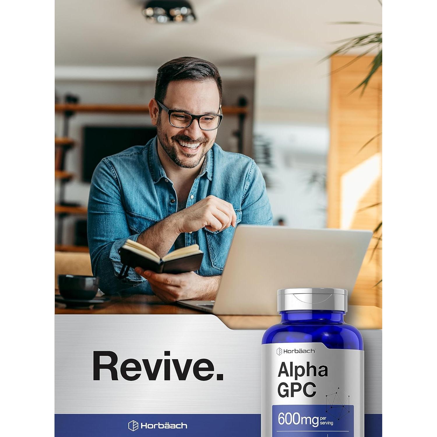 Alpha GPC 600mg Horbaach | 120 Cápsulas Vegetarianas | Suplemento Cognitivo