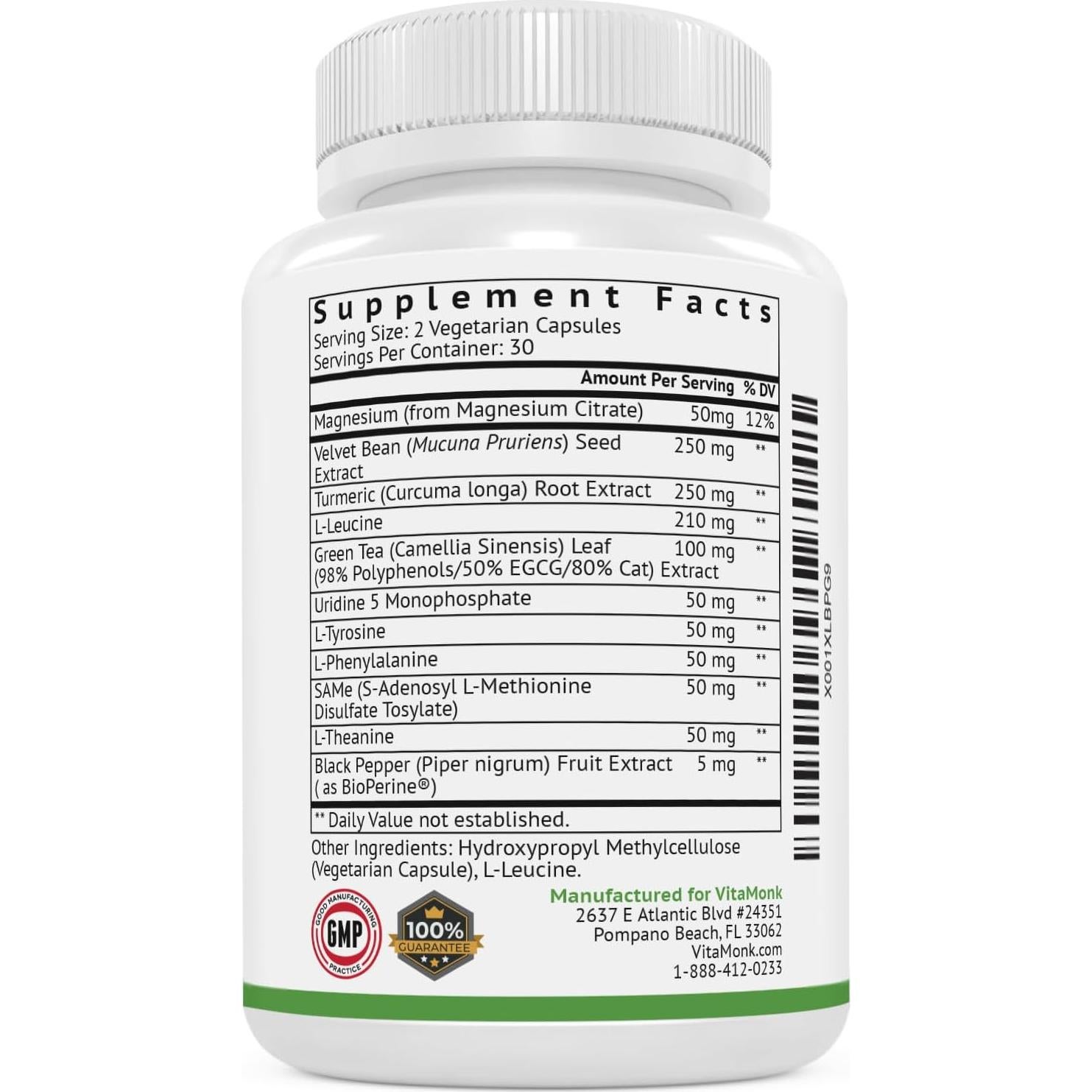 Suplemento Dopamina Dopify VitaMonk - 60 Cápsulas Sin Rellenos