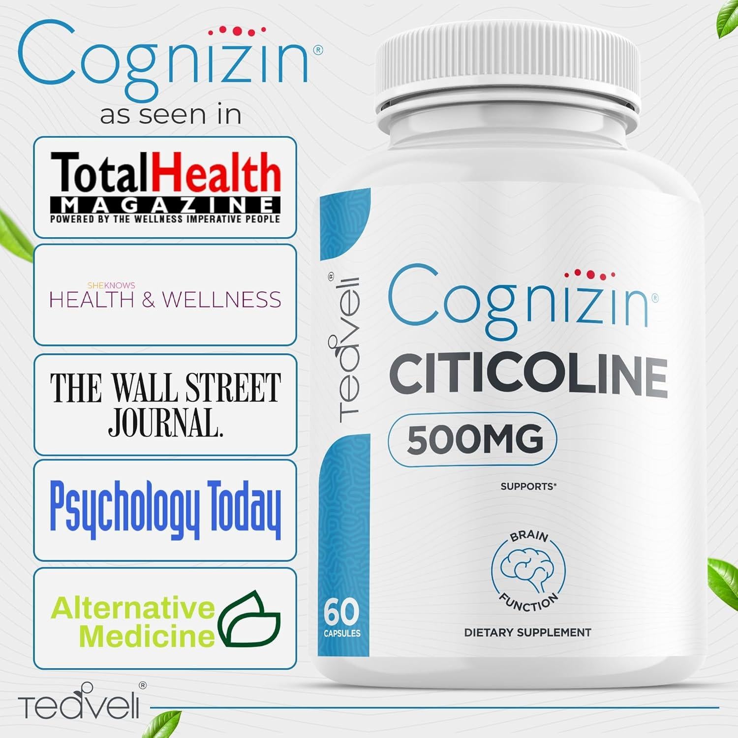 Cápsulas de Citicolina Cognizin 500mg Teaveli - Suplemento Cerebral