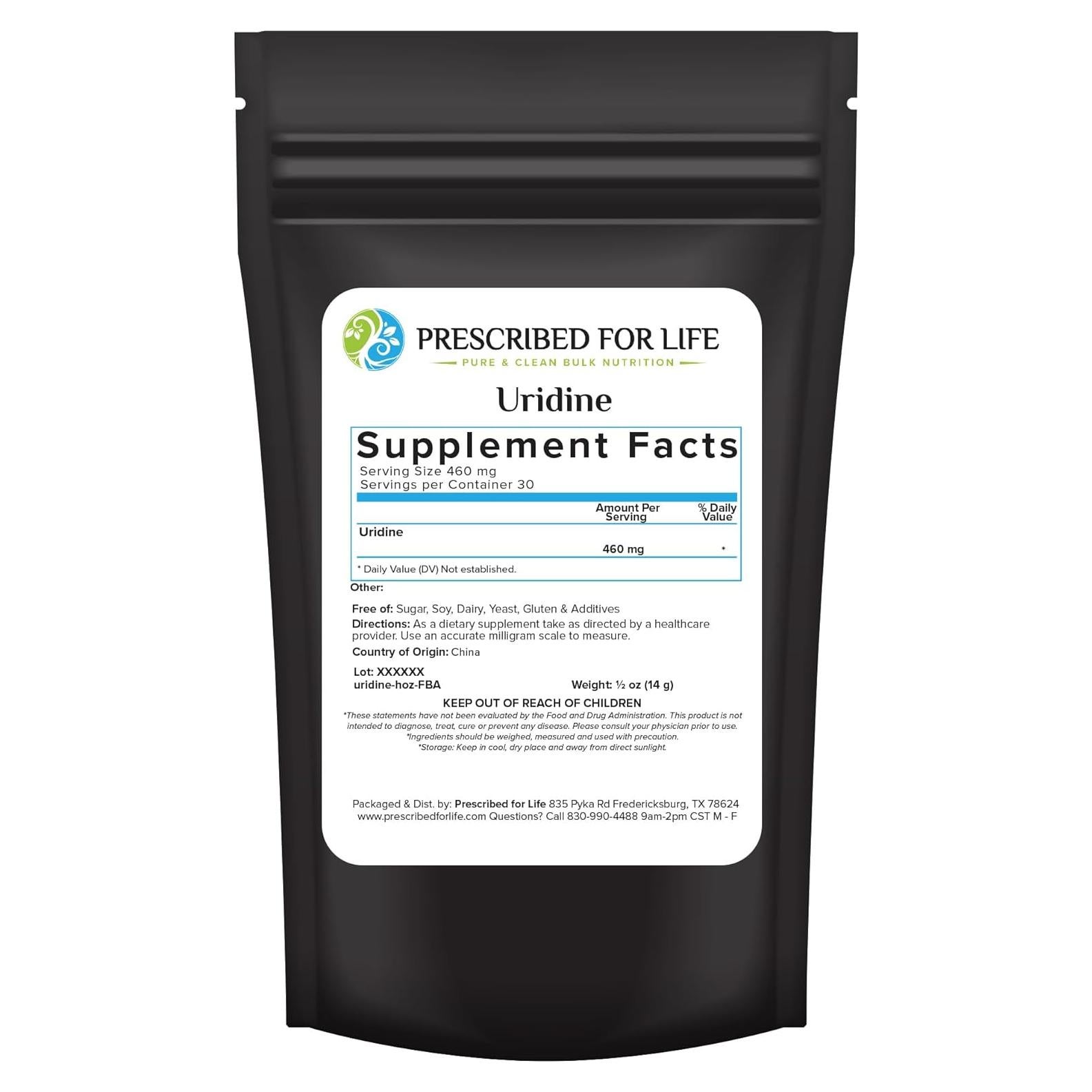 Uridina Monofosfato Puro 14g - Prescrito Para La Vida - Nootrópico Vegano