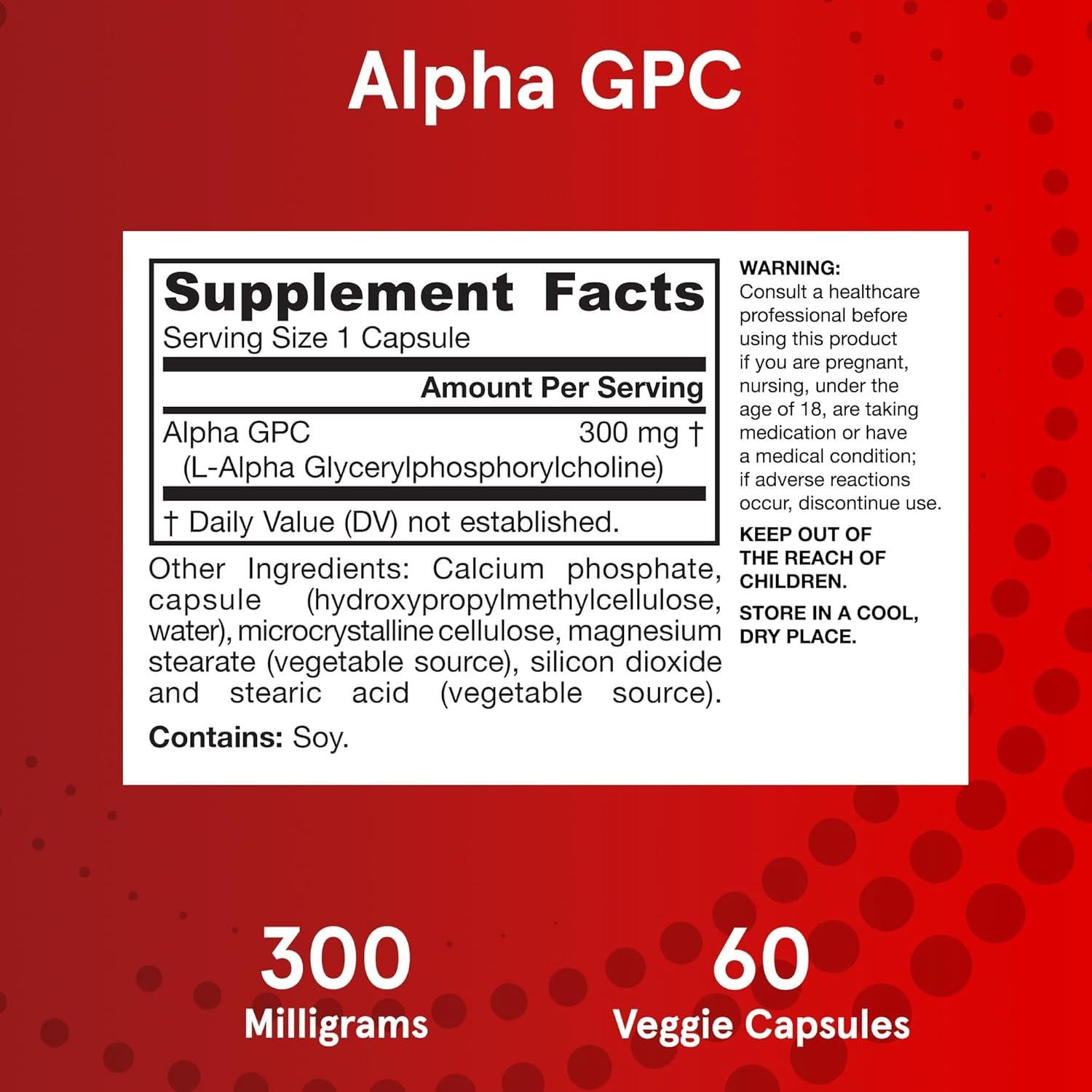 Suplemento Dietético Jarrow Formulas Alpha GPC 300mg 60 Cápsulas
