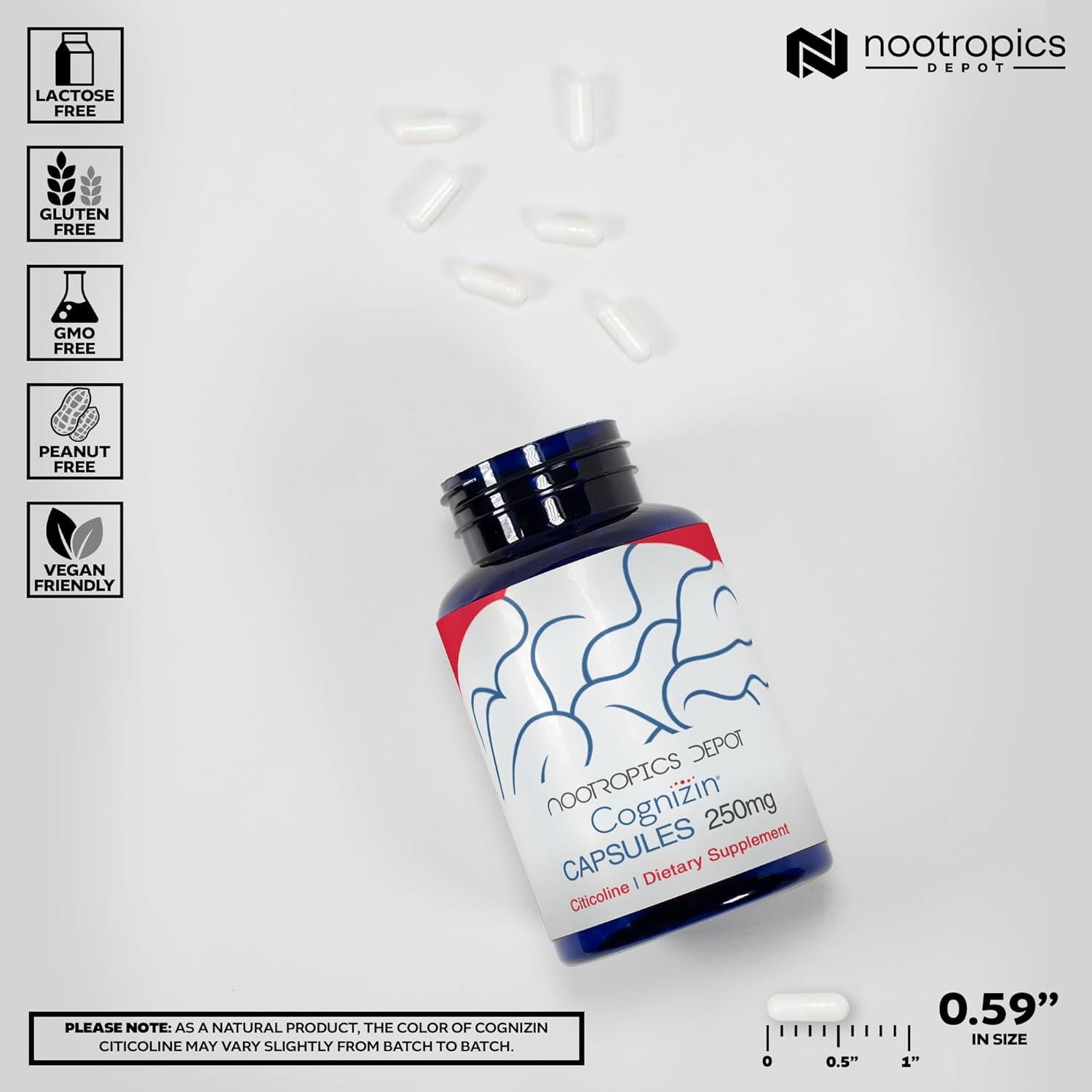 Cápsulas de Citicolina Cognizin Nootropics Depot 60 Unidades