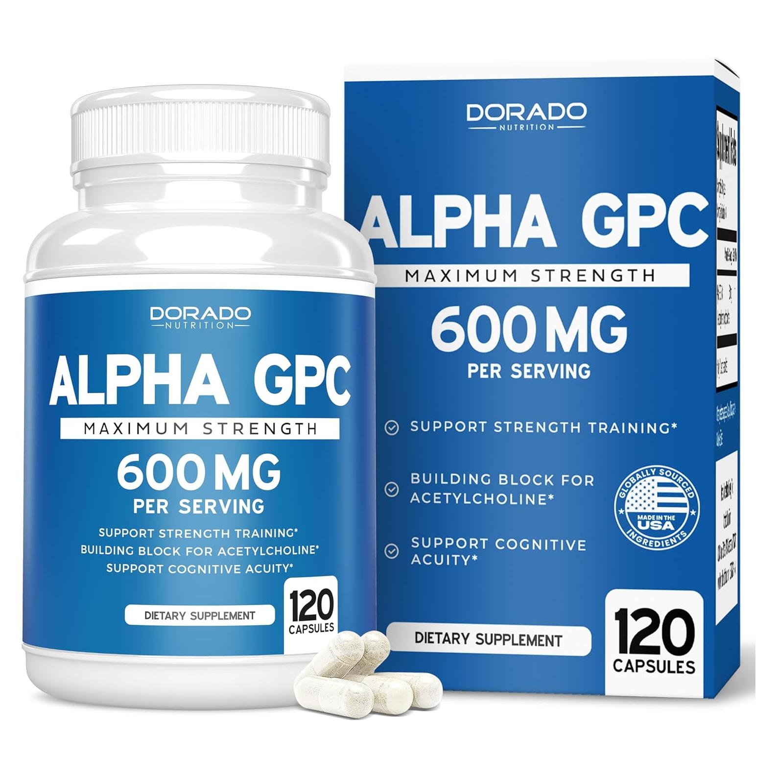 Cápsulas de Alpha GPC Colina Dorado Nutrition 600mg 120 Unidades